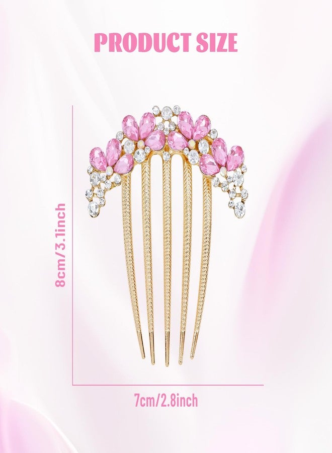 Dizila 6pcs Wedding Bridal Prom Sparkly Crystal Jeweled Gems Rhinestone Hair Side Combs Slides Hair Bun Updo Clips Hair Pins Accessories for Women Girls Brides - Image 2